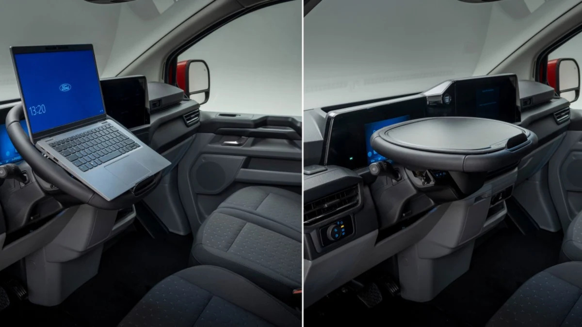 2024 Ford Transit Custom steering wheel converts to desk, table